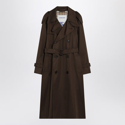 Burberry Long Double-Breasted Trench Coat in Juniper Green Green
