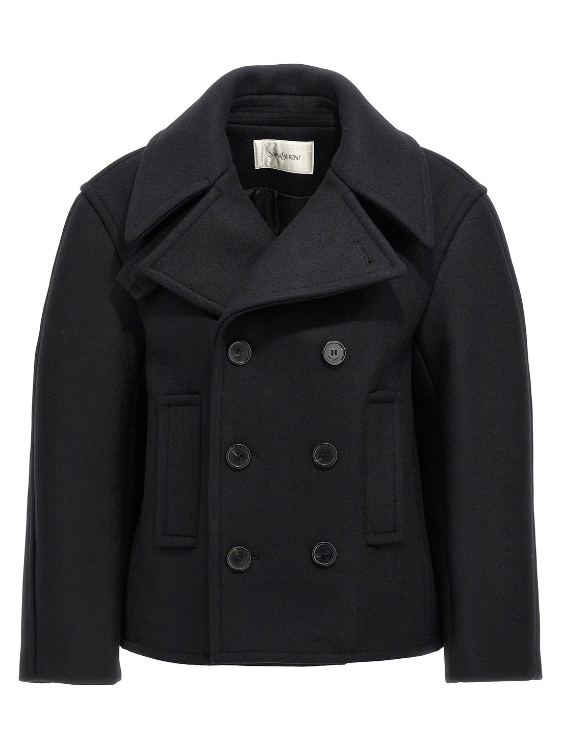 Saint Laurent Oversized Caban Coat Black