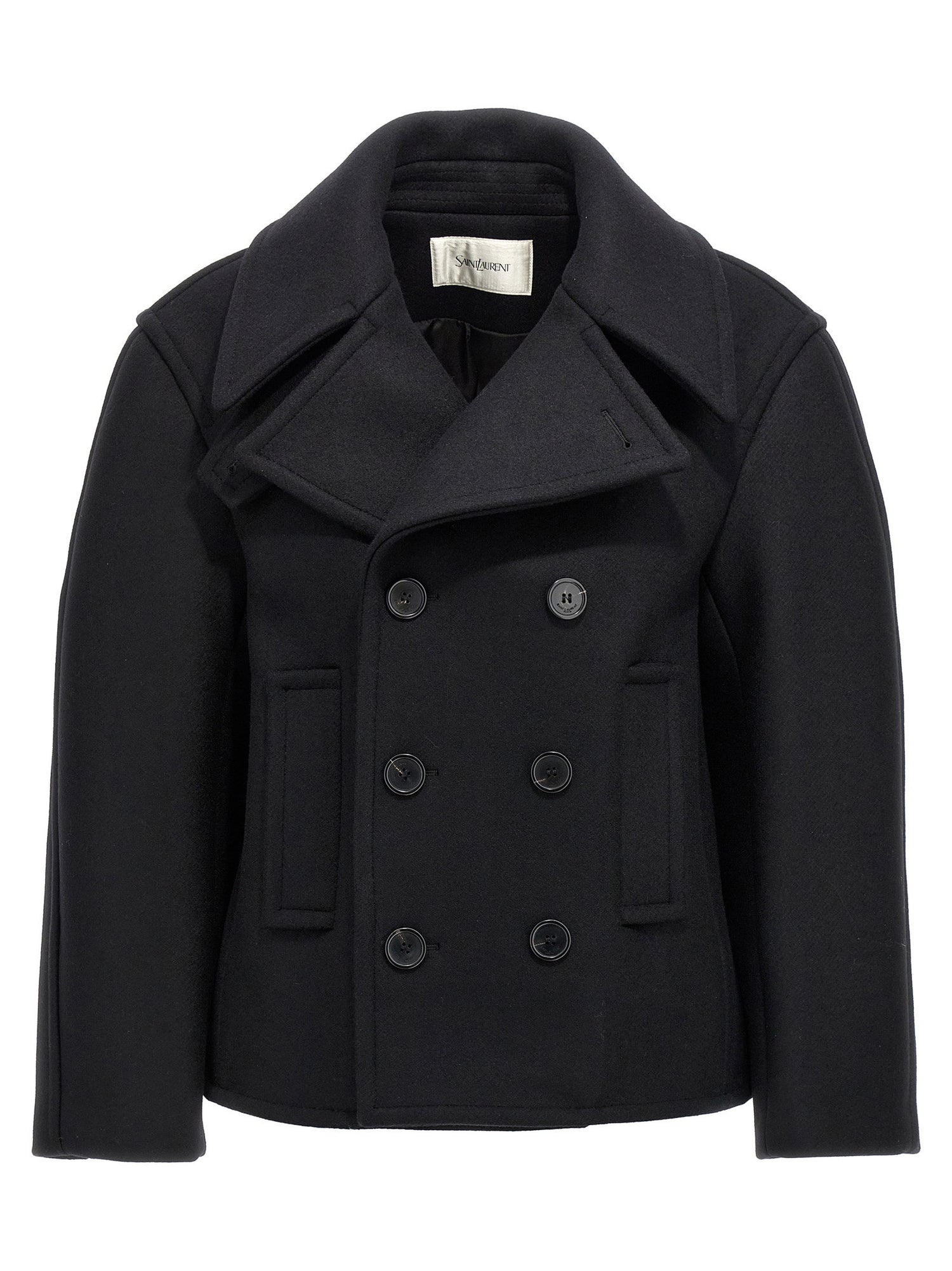 Saint Laurent Oversized Caban Coat Black