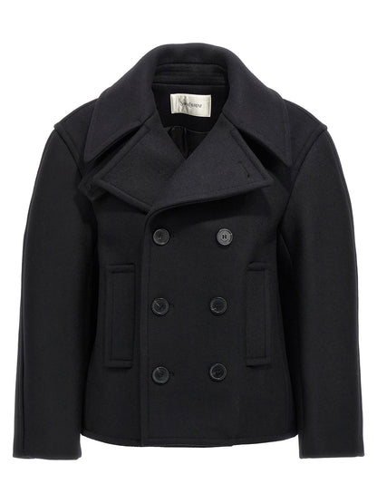Saint Laurent Oversized Caban Coat Black