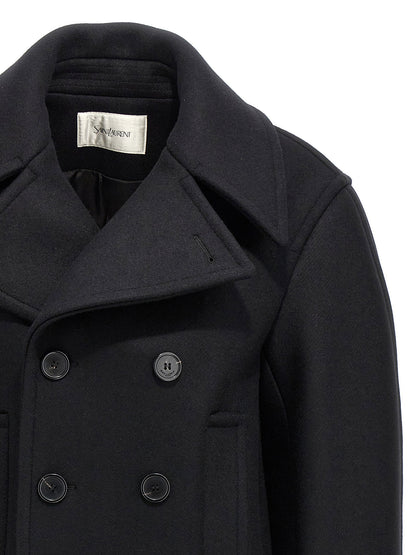 Saint Laurent Oversized Caban Coat Black