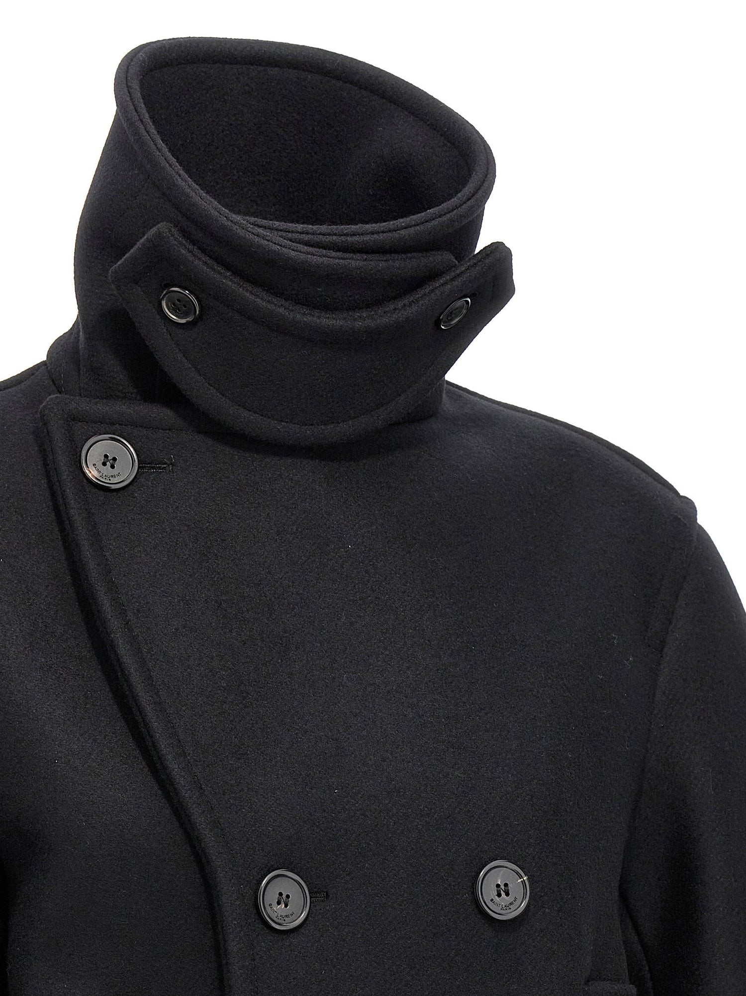 Saint Laurent Oversized Caban Coat Black