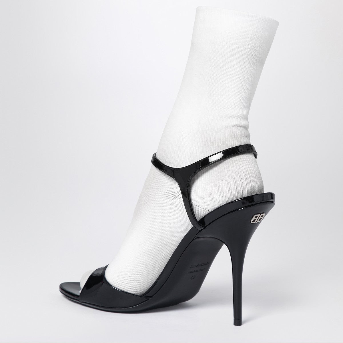 Balenciaga Avenue Sock Patent Leather and Mesh Black Sandals black