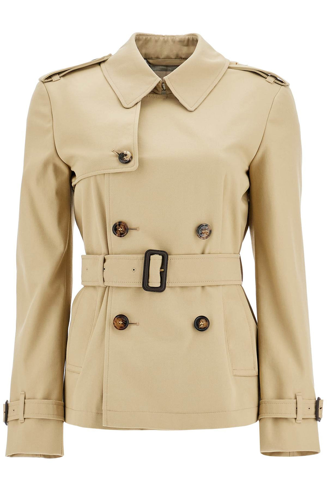 Short trench coat with belt