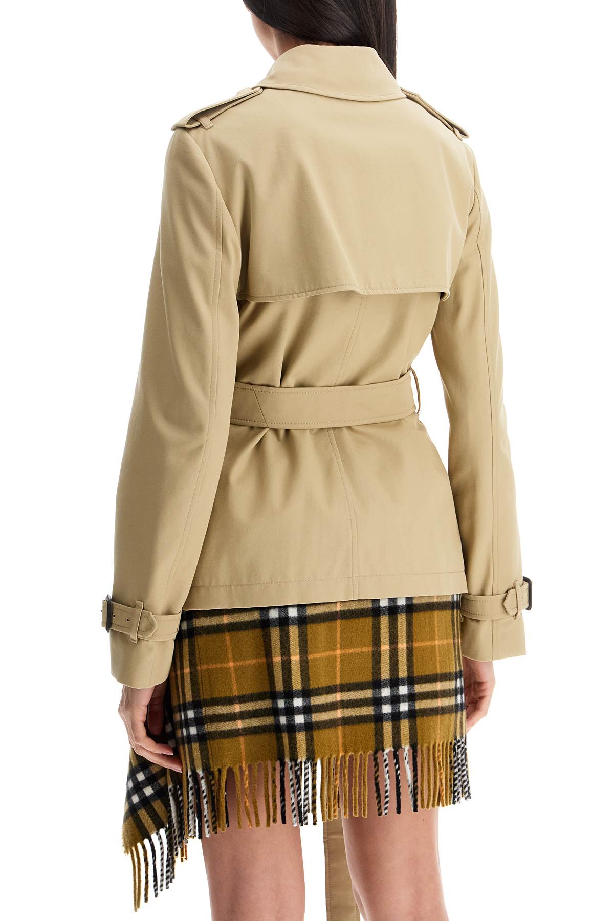 Short trench coat with belt