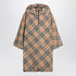 Burberry Beige Hooded Check Poncho with Drawstring and Equestrian Knight Logo Beige