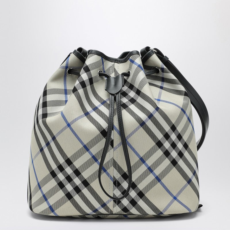 Burberry Medium Check Cotton-Twill Bucket Bag Green
