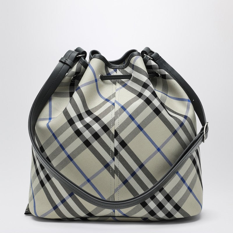 Burberry Medium Check Cotton-Twill Bucket Bag Green