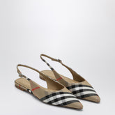 Burberry Slingback Pointed-Toe Ballerinas in Beige Check beige