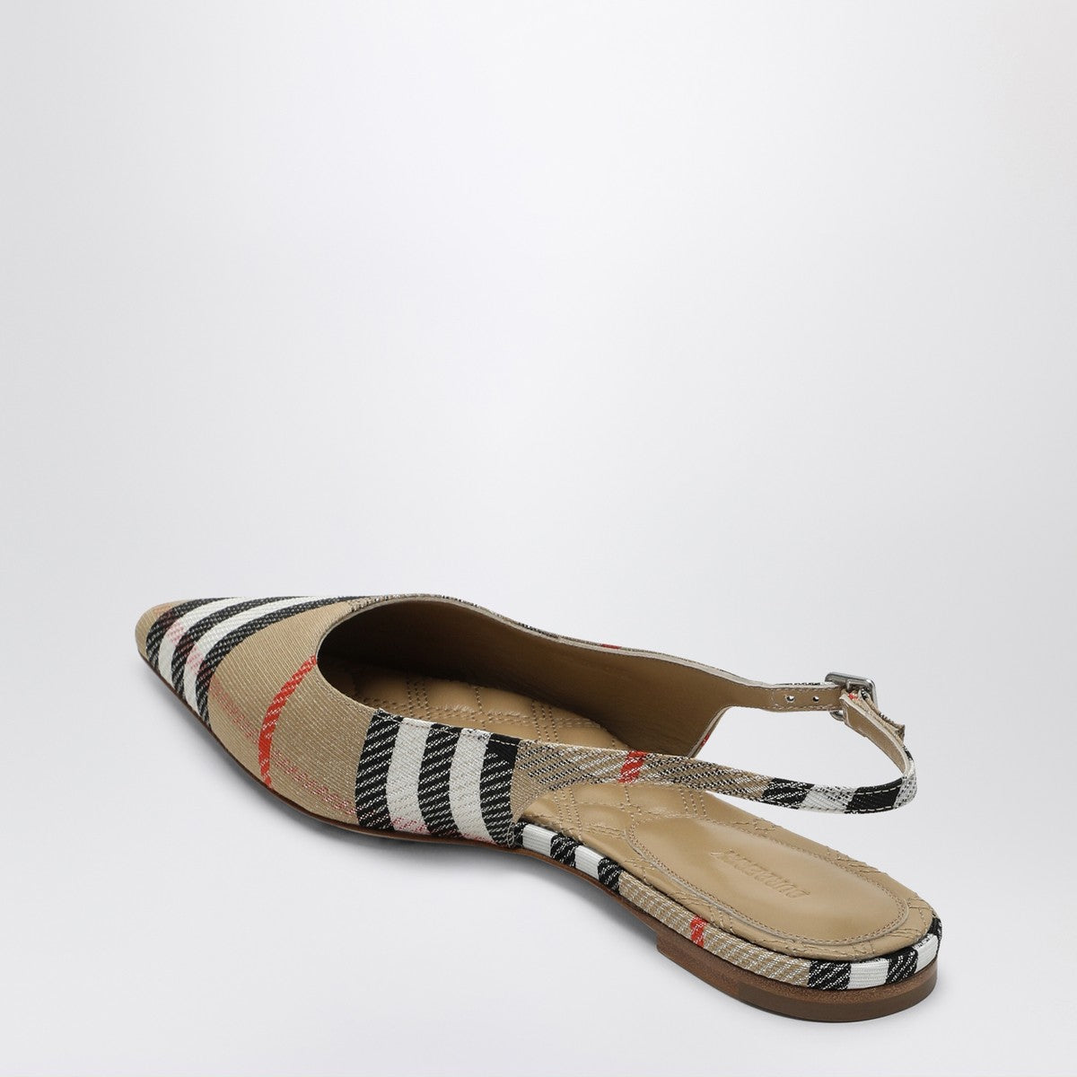 Burberry Slingback Pointed-Toe Ballerinas in Beige Check beige