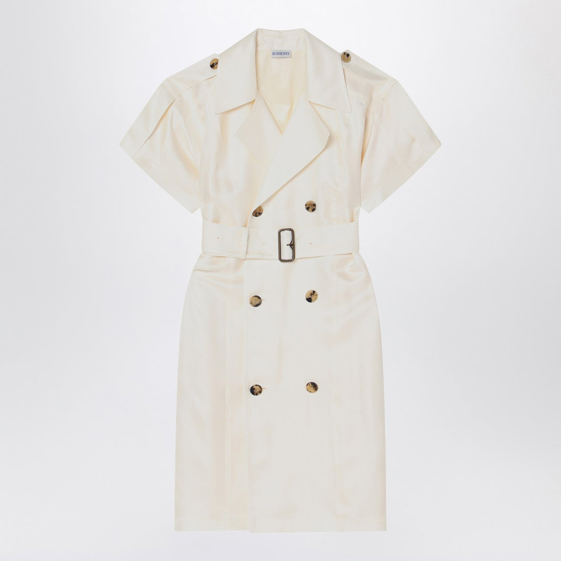 Burberry Ivory Viscose Trench Dress with Short Sleeves Beige
