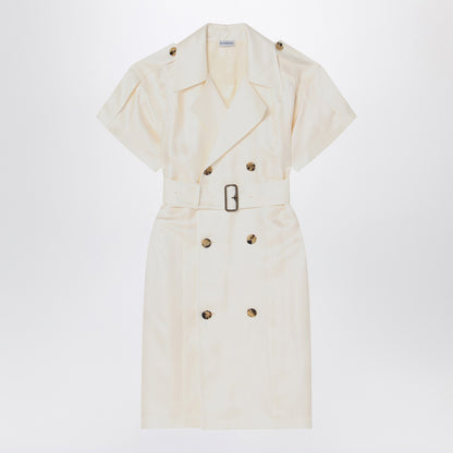 Burberry Ivory Viscose Trench Dress with Short Sleeves Beige