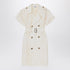 Burberry Ivory Viscose Trench Dress with Short Sleeves Beige