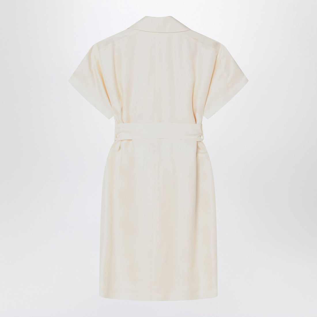 Burberry Ivory Viscose Trench Dress with Short Sleeves Beige