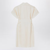 Burberry Ivory Viscose Trench Dress with Short Sleeves Beige