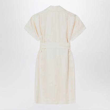 Burberry Ivory Viscose Trench Dress with Short Sleeves Beige