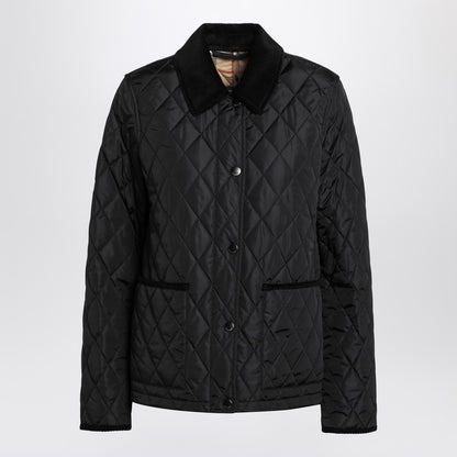 Burberry Quilted Black Nylon Jacket with Velvet Collar Black