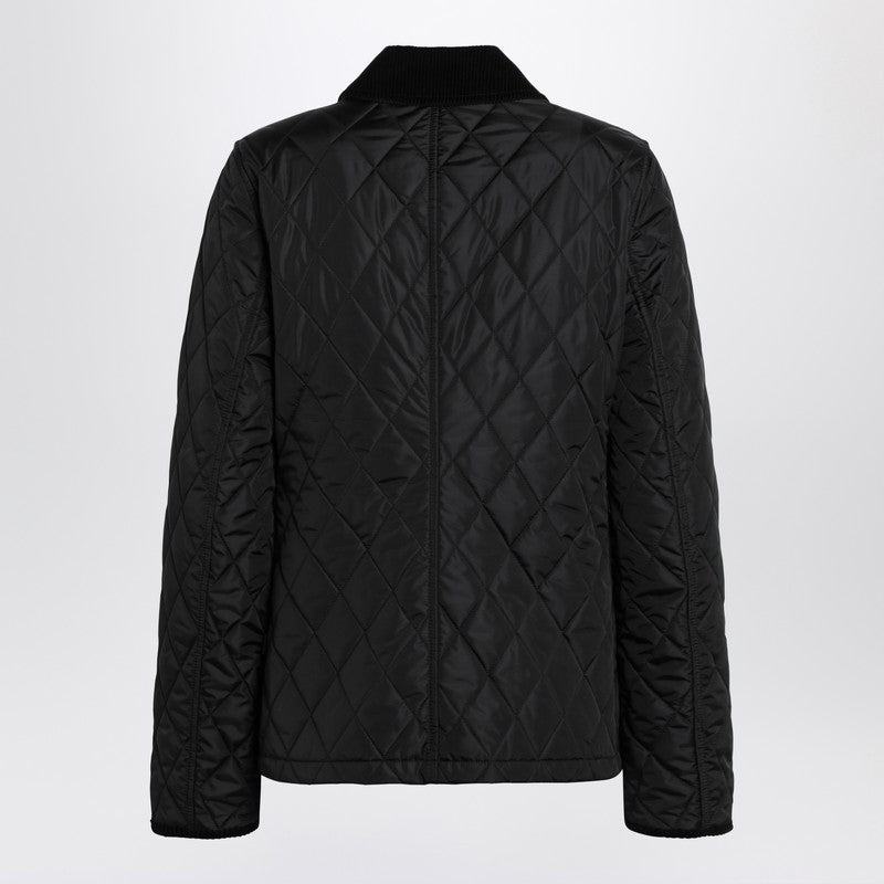 Burberry Quilted Black Nylon Jacket with Velvet Collar Black