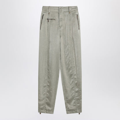 Burberry Trousers with Embroidered B Shield Low Crotch Beige