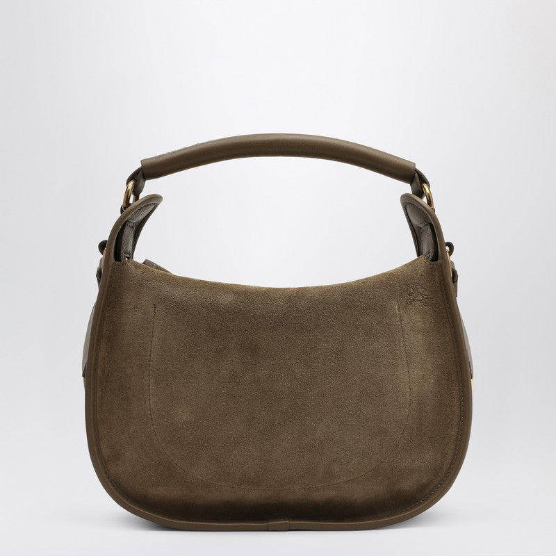 Burberry Small B Clip suede messenger bag brown