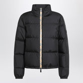 Burberry Black Down Puffer Jacket with Check-Pattern Trim Black