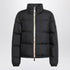 Burberry Black Down Puffer Jacket with Check-Pattern Trim Black