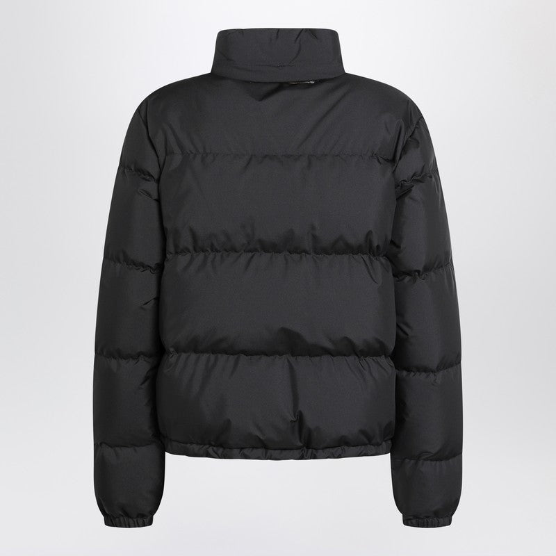 Burberry Black Down Puffer Jacket with Check-Pattern Trim Black