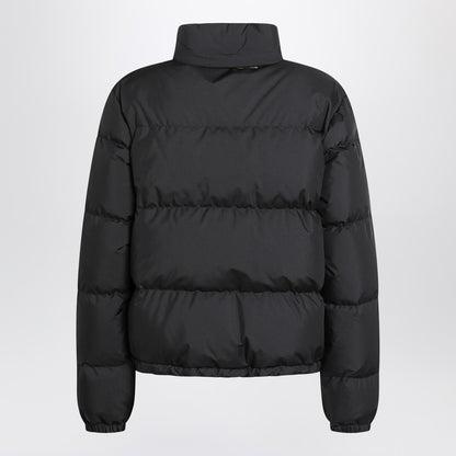 Burberry Black Down Puffer Jacket with Check-Pattern Trim Black
