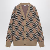 Burberry Wool and Mohair Check Cardigan Beige