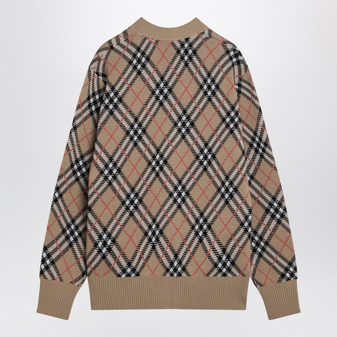 Burberry Wool and Mohair Check Cardigan Beige