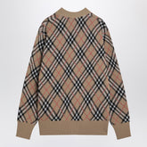 Burberry Wool and Mohair Check Cardigan Beige