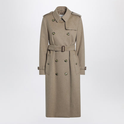 Burberry Double-Breasted Cashmere Coat in Beige Mélange Grey