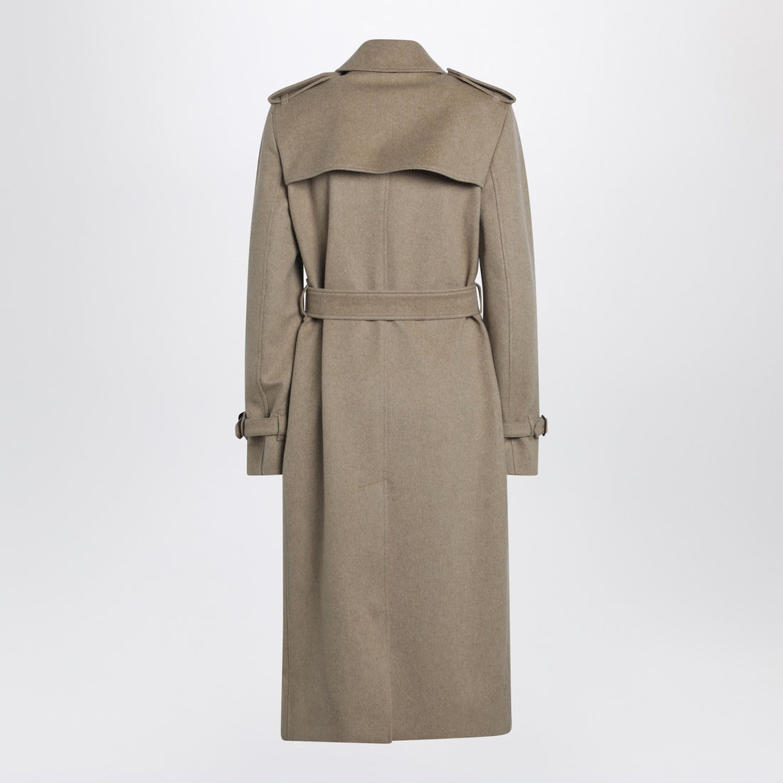 Burberry Double-Breasted Cashmere Coat in Beige Mélange Grey