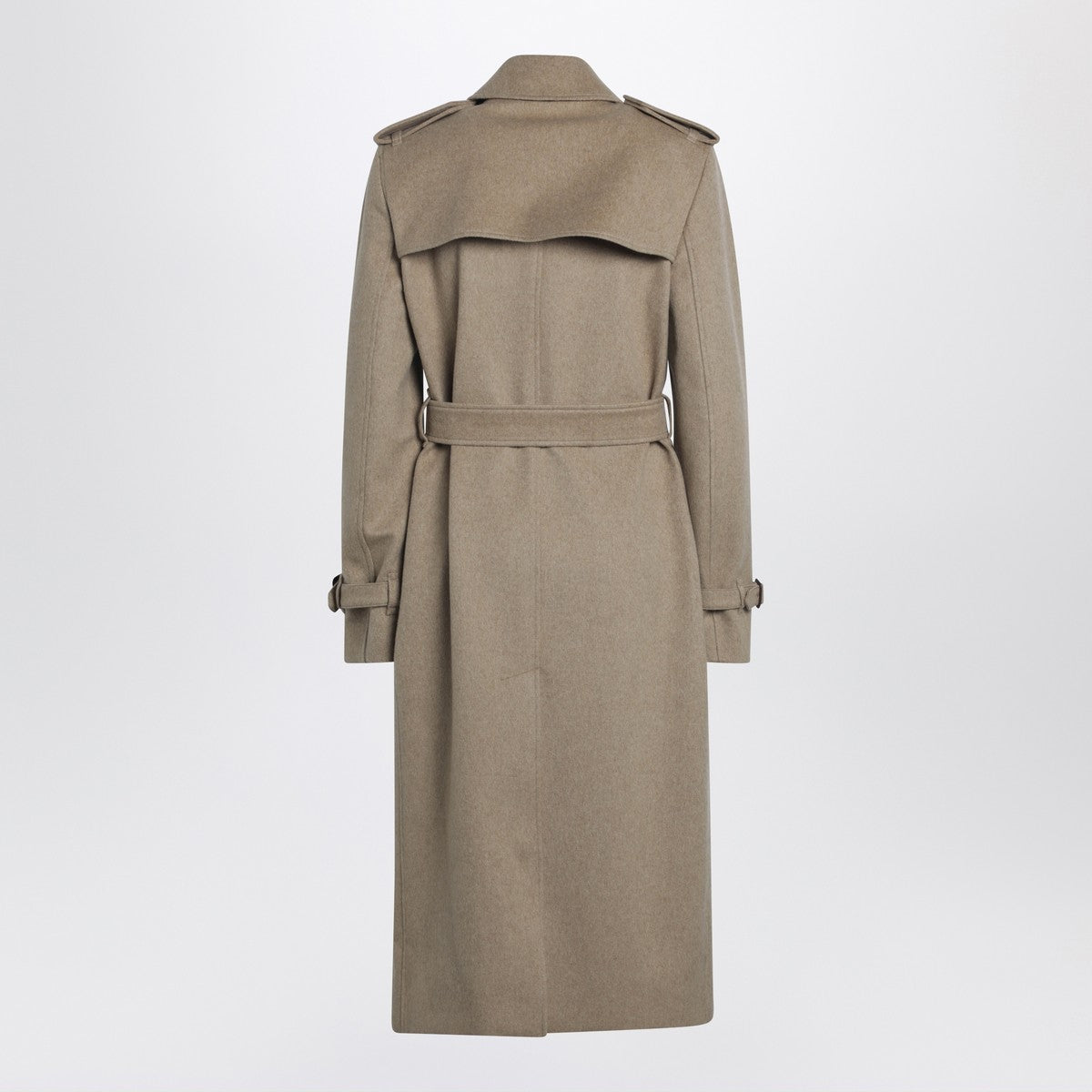 Burberry Double-Breasted Cashmere Coat in Beige Mélange Grey