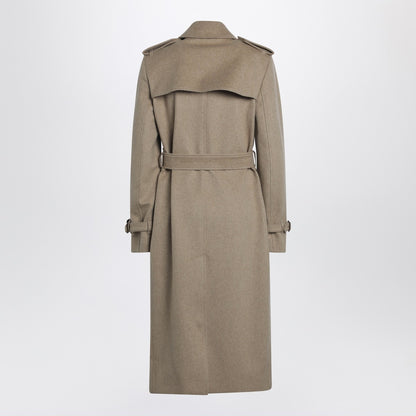 Burberry Double-Breasted Cashmere Coat in Beige Mélange Grey