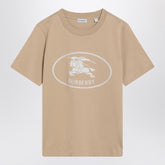 Burberry Light Beige Slim-Fit Cotton T-Shirt with Equestrian Knight Embroidery Brown