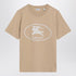 Burberry Light Beige Slim-Fit Cotton T-Shirt with Equestrian Knight Embroidery Brown