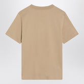 Burberry Light Beige Slim-Fit Cotton T-Shirt with Equestrian Knight Embroidery Brown