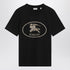 Burberry Black Cotton T-shirt with Equestrian Knight Embroidery Black