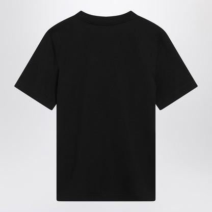 Burberry Black Cotton T-shirt with Equestrian Knight Embroidery Black
