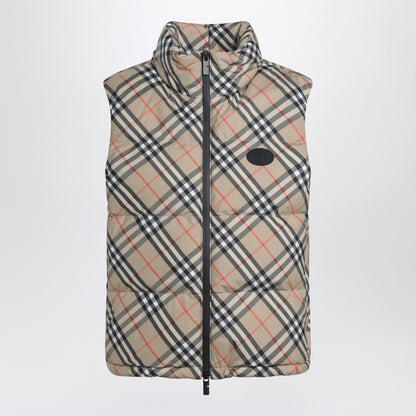 Burberry Check-Pattern Padded Nylon Gilet with Zip Beige