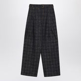 Burberry Indigo Wide-Leg Check Jacquard Denim Jeans Blue