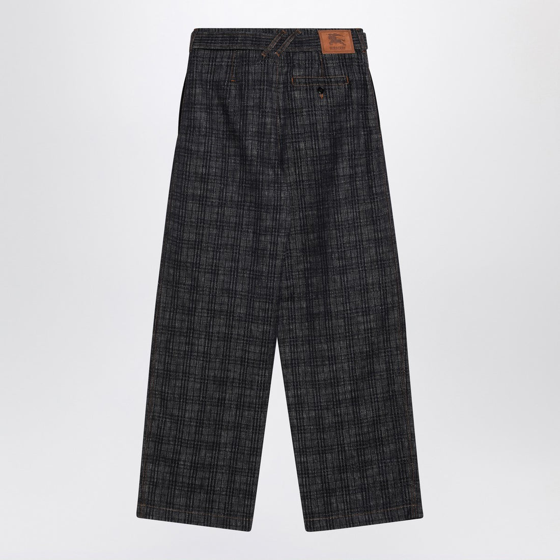 Burberry Indigo Wide-Leg Check Jacquard Denim Jeans Blue
