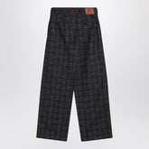 Burberry Indigo Wide-Leg Check Jacquard Denim Jeans Blue