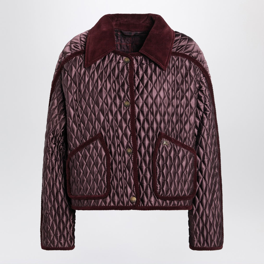 Burberry Mahogany Cropped Quilted Nylon Jacket Brown
