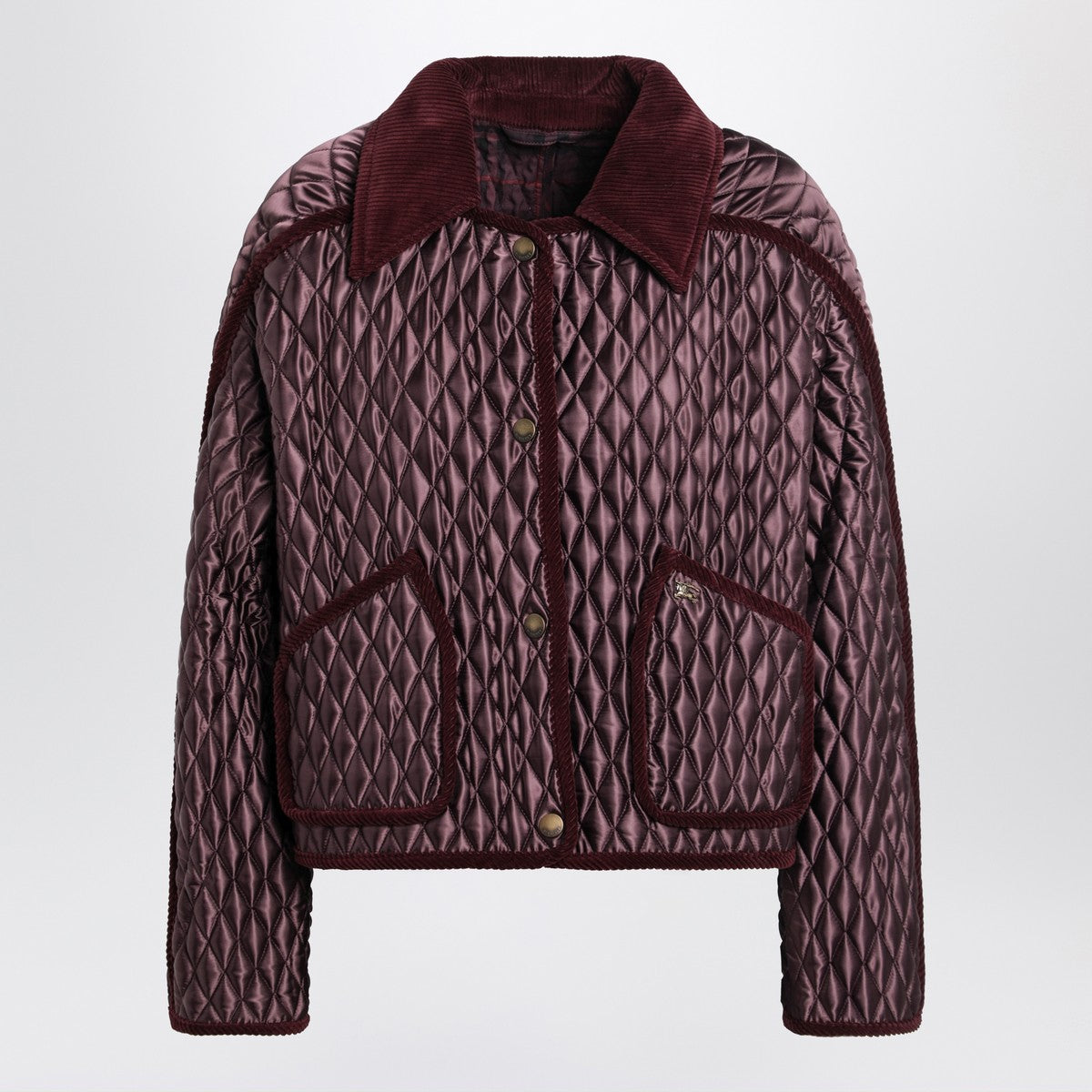 Burberry Mahogany Cropped Quilted Nylon Jacket Brown