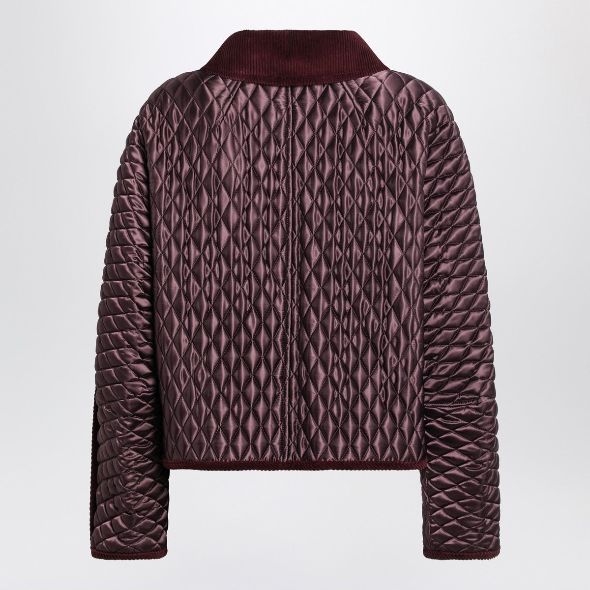 Burberry Mahogany Cropped Quilted Nylon Jacket Brown