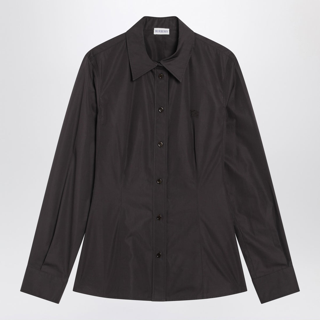 Burberry Slim-Fit Cotton Shirt Brown with Check Collar Detail Brown