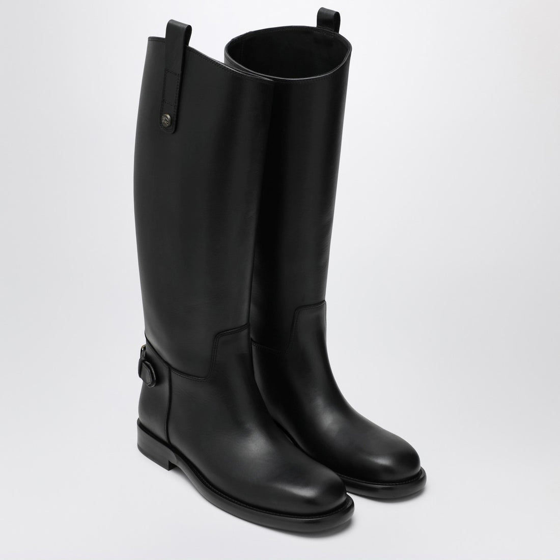 Burberry Black Knee-High Calfskin Cavalier Boots Black