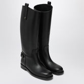 Burberry Black Knee-High Calfskin Cavalier Boots Black
